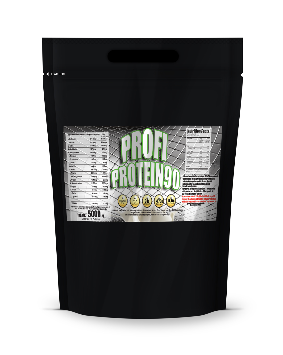PROFI Protein 90 5000g, 31g Protein pro Portion, Vanille ZIP